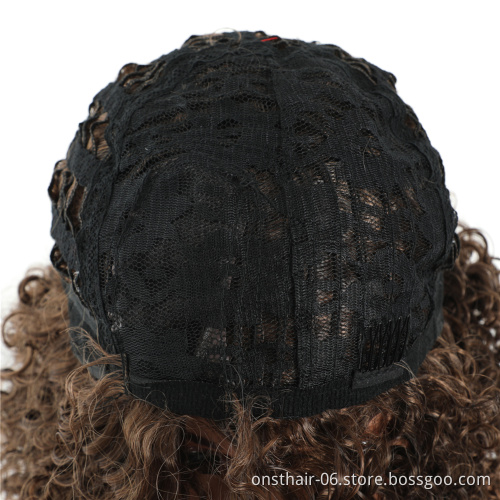Onst Ombre Wigs Synthetic Hair Short Curly Bob Wig Natural Wavy Headband For Women Daily Party Cosplay Wig Heat Resistant